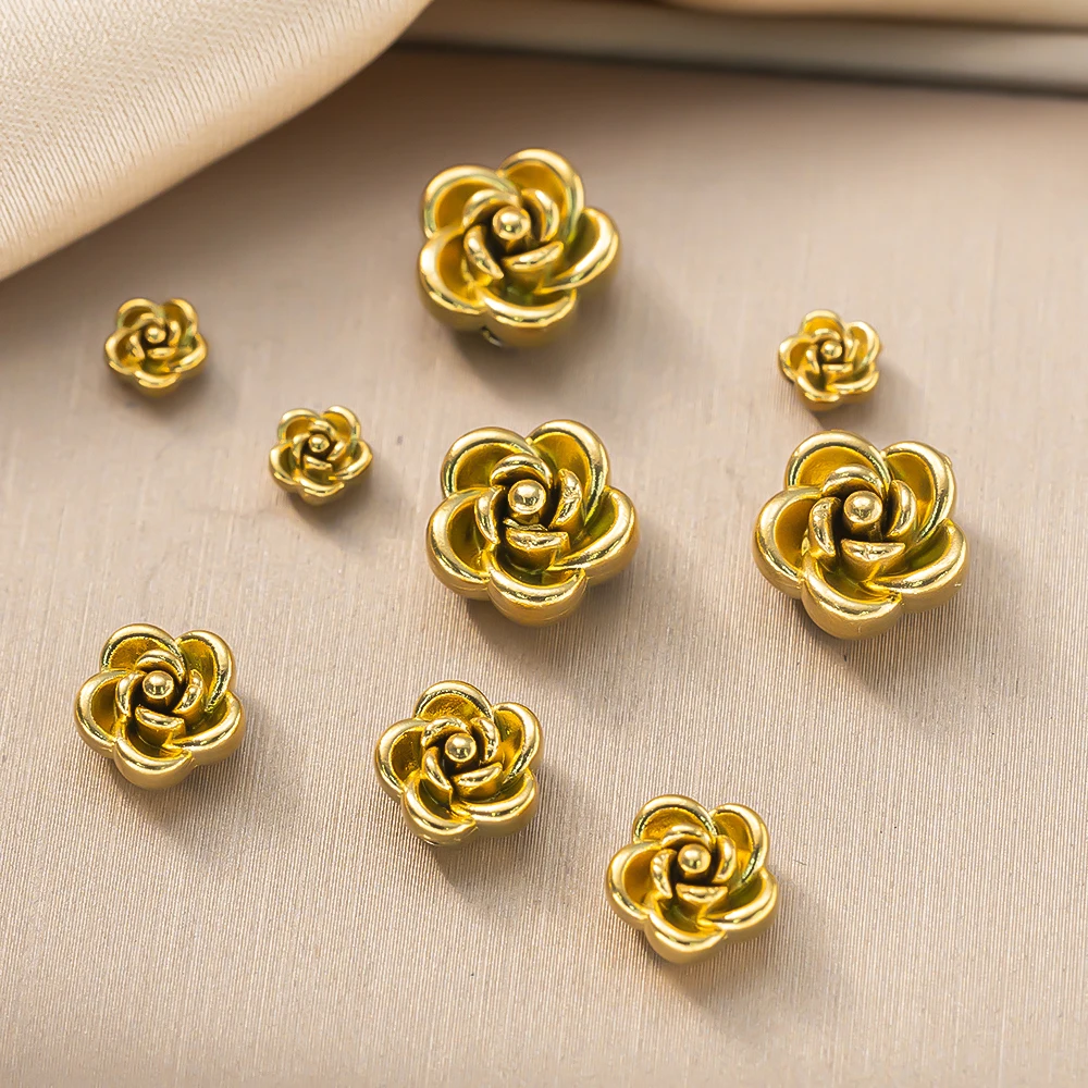 5/10 Stücke Edelstahl Charms Rose Blume Spacer Perlen DIY Halskette Armband Ohrring Schmuck Machen Liefert Materialien Großhandel – Detail 5