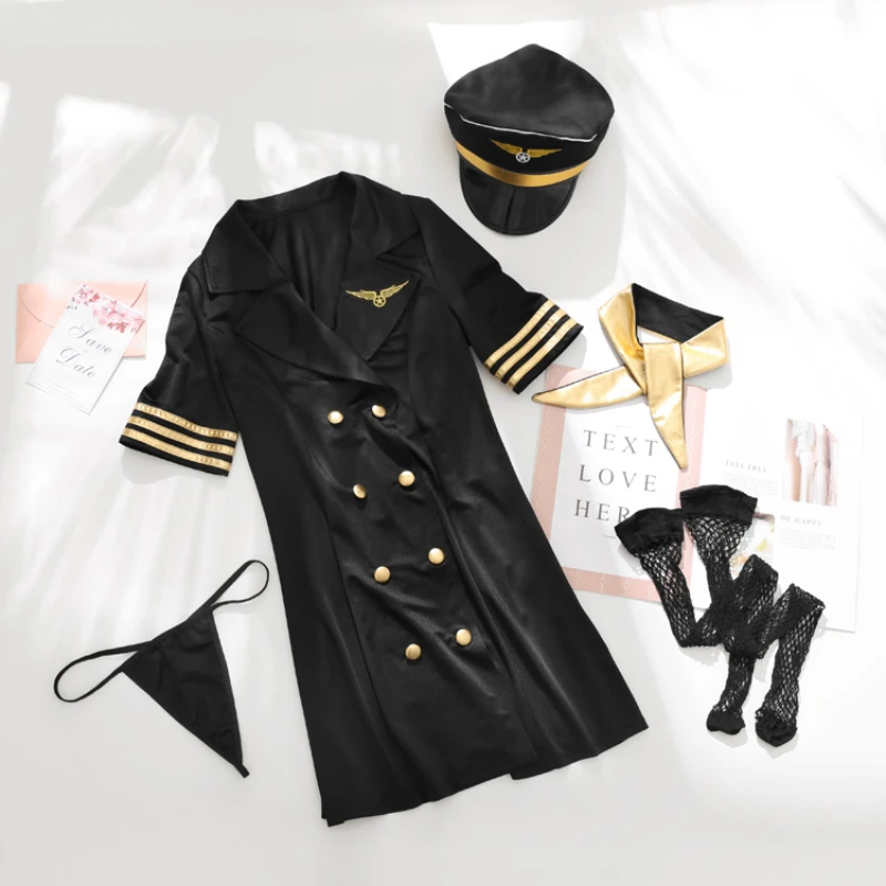 

Women's Stewardess Costume Mini Dress Themed Party Lingerie Cosplay Flight Attendant Uniform Erotic Sexy Halloween Costumes