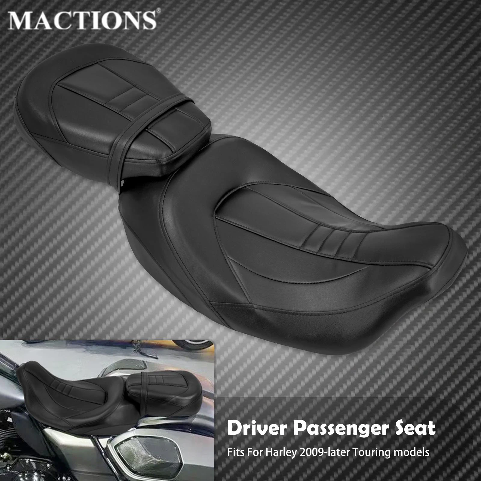 Motorcycle Driver Passenger Two Up Leather Seat For Harley Touring Cvo ...