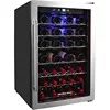 HBWF4303, 43-Bottle Wine Cooler Fridge Cellar with Curved Wire Shelves, Digital Control, Mirror Finish 1