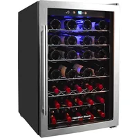 HBWF4303, 43-Bottle Wine Cooler Fridge Cellar with Curved Wire Shelves, Digital Control, Mirror Finish 1