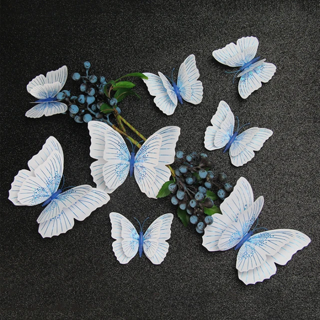 12PC/set 3D Hollow Butterfly Cake Decoration Wall Décor Butterfly Decor  Hollow Carving Butterfly Party Cake