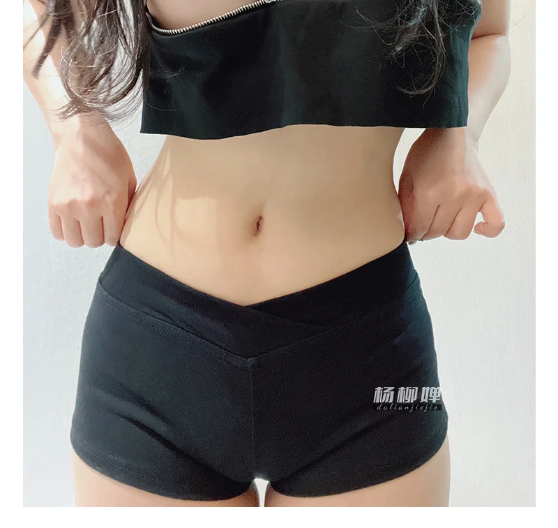 WOMENGAGA Simple Black Dance Fitness Running Ultra Short Sports Casual Shorts Female Summer Tight Low Waist Sexy Korean US8F