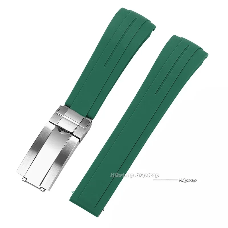 Waterproof Silicone Sport Watch Strap with Curved Ends and Folding Buckle