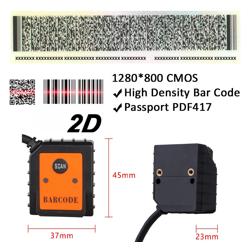 EVAWGIB Mini Size TTL RS232 Serial USB Barcode Scanner module QR Self