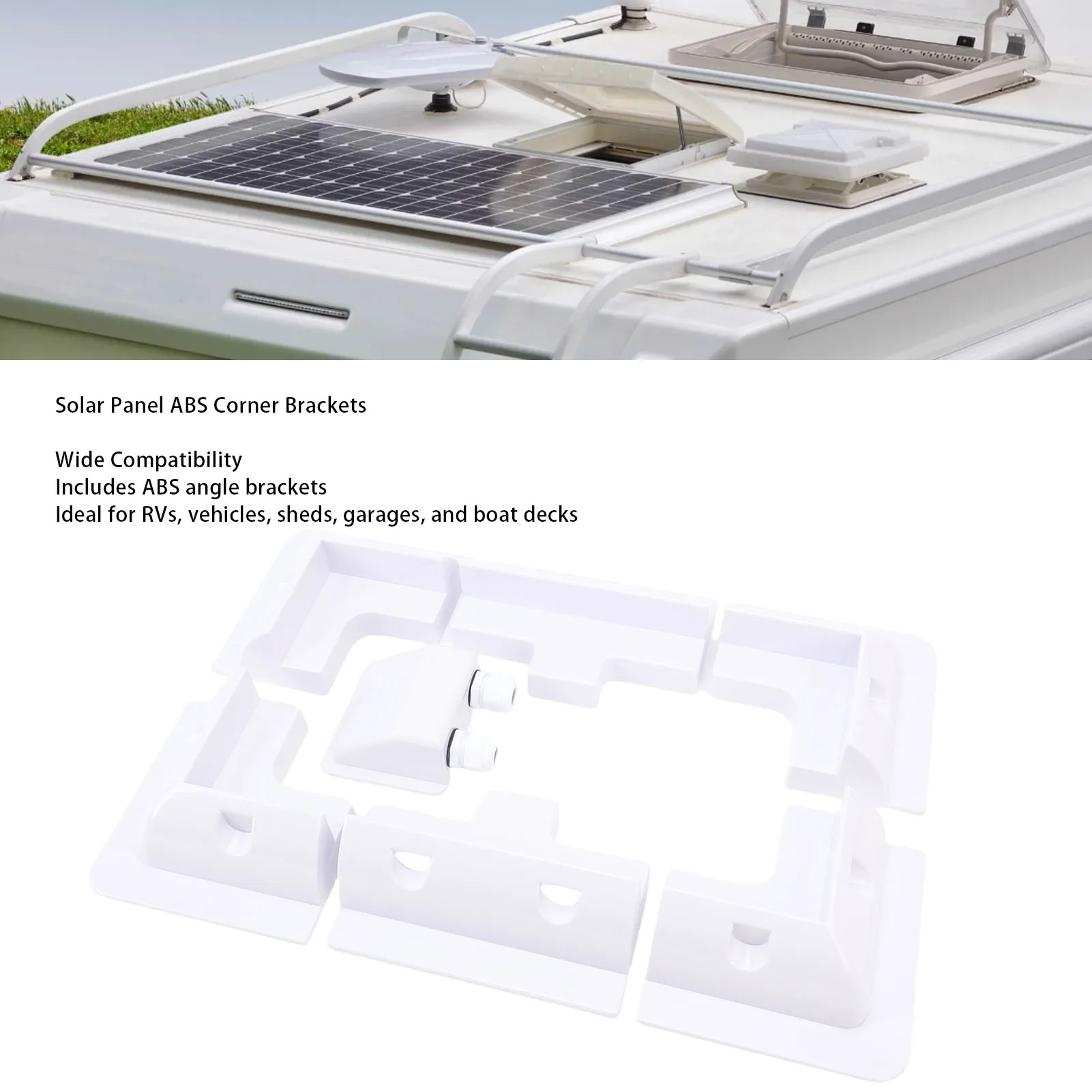 Solar Panel ABS Corner Brackets Solar Panel Mounting Brackets Kit Widely Used for RVs Vehicles Sheds Garages White