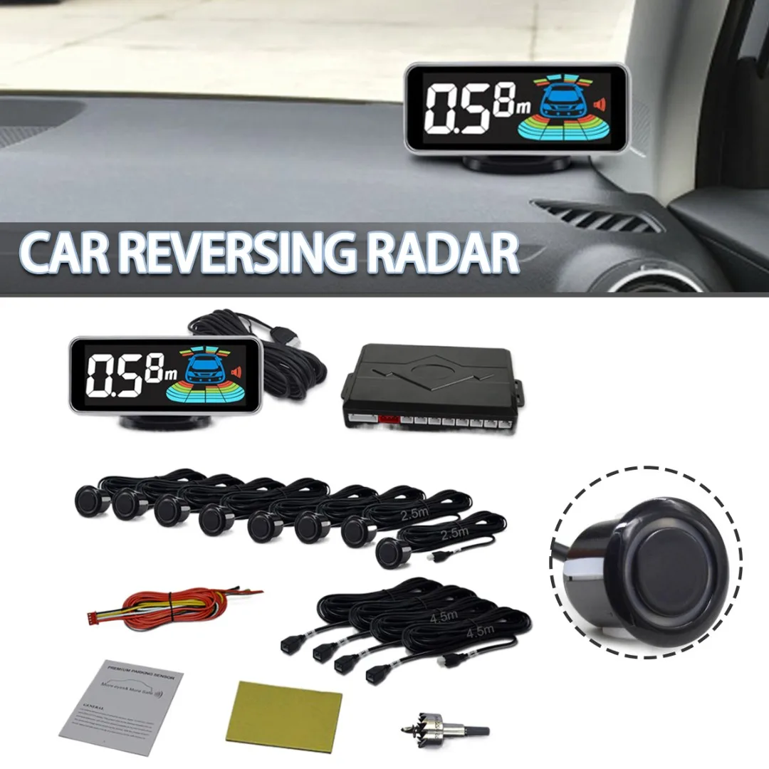 

1set Voice Prompts Car Sound Buzzer Reversing Radar 8 Parking Sensors Vehicle Backup Monitor Detector System