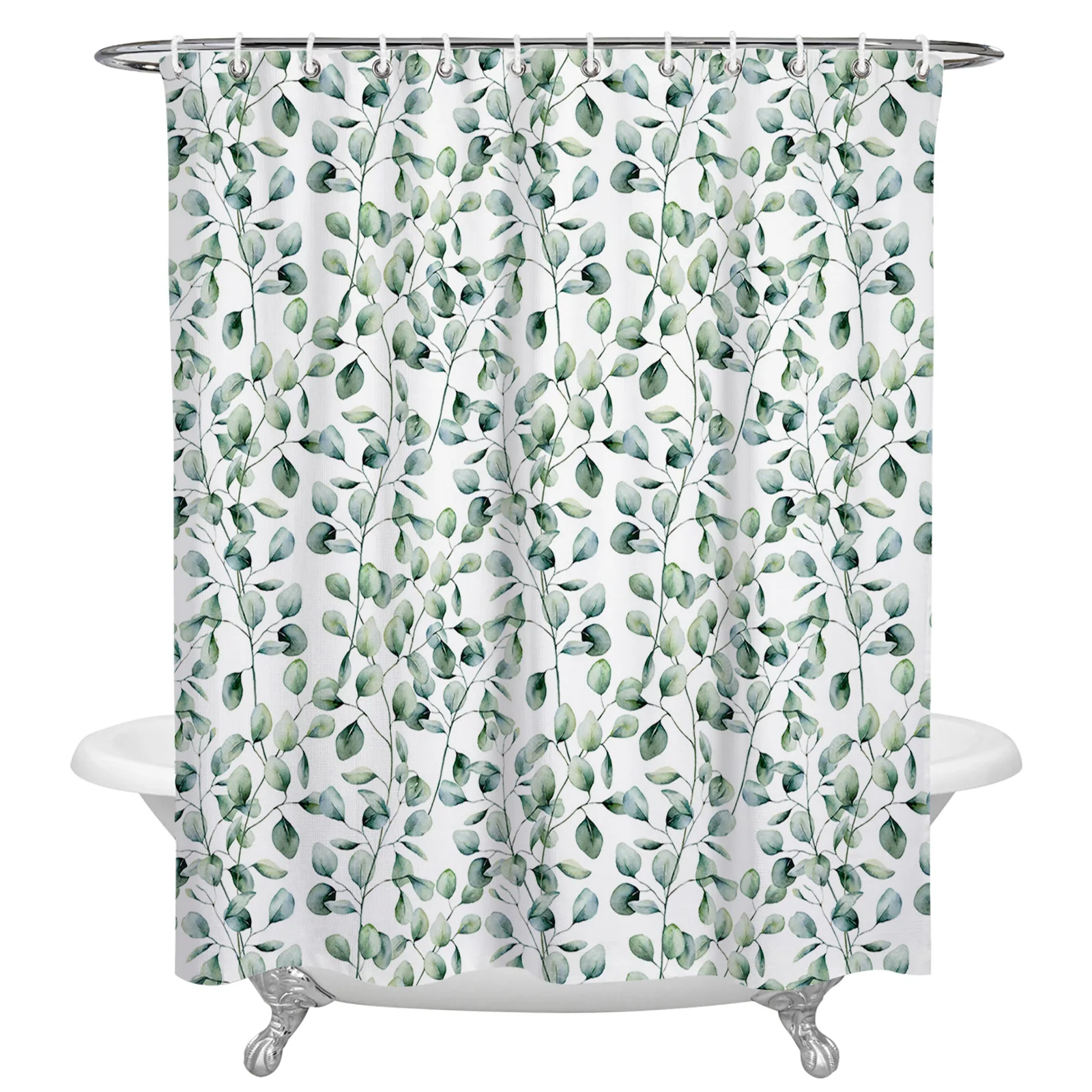 

Watercolor Eucalyptus Leaves Plant Waterproof Shower Curtain Bathroom Fabric Polyester Shower Curtains Bath Decor Curtain