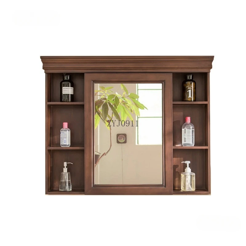 American Bathroom Mirror Cabinet Solid Wood Mirror Box Home Furniture Wall-mounted Storage Bathroom Vanity Cabinets