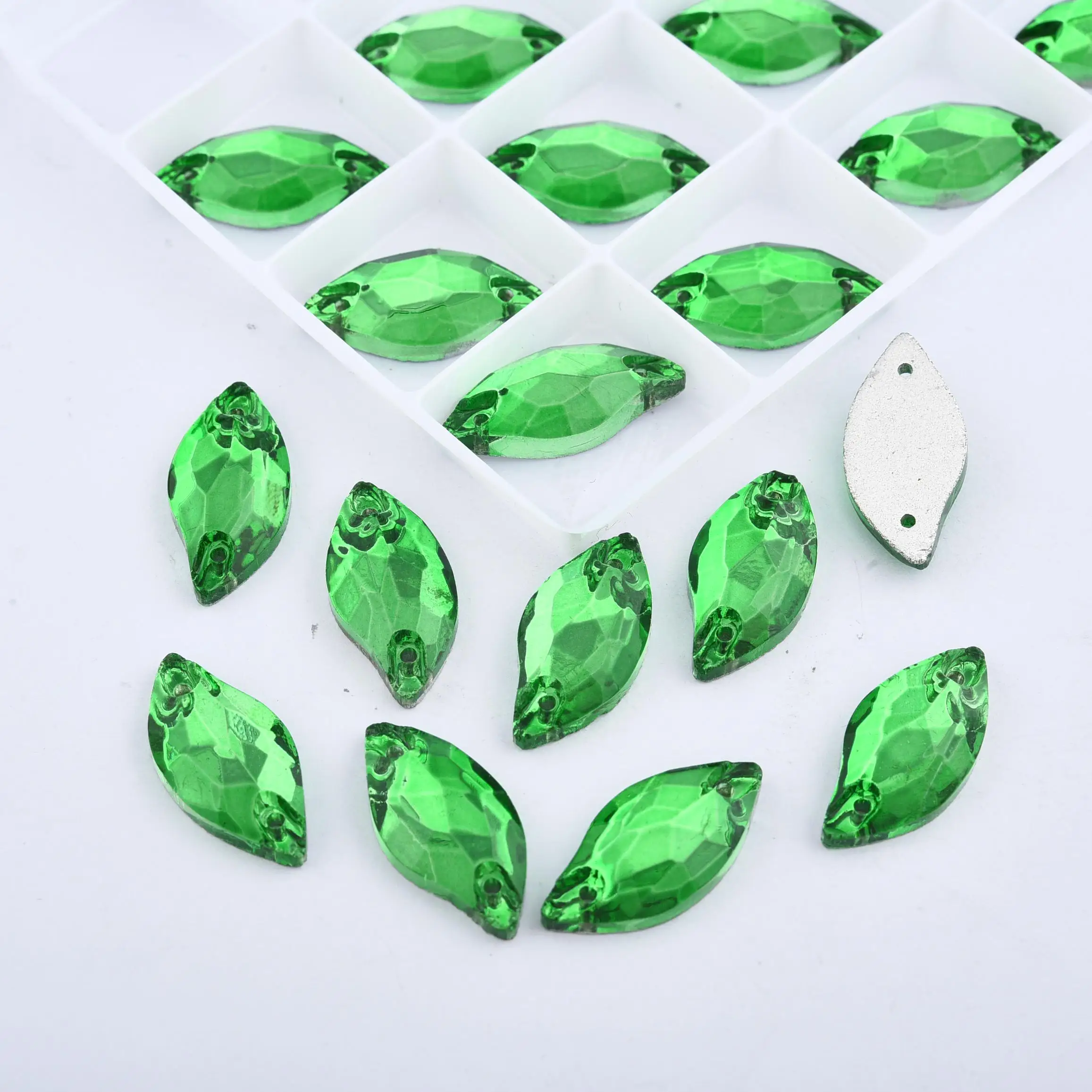 올리야 리프 올컬러 바느질용 라인스톤 AAA 글래스 플랫백 DIY 바느질 액세서리 크리스탈 글리터 글래스 스트라스