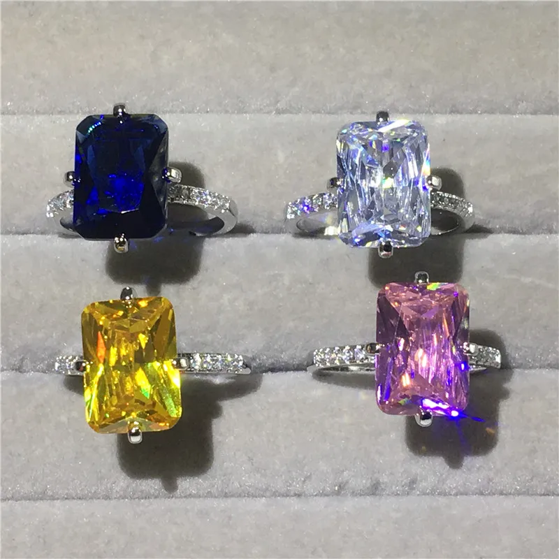 5ct Lab Sapphire Topaz Diamond ring 925 sterling silver Engagement Wedding Rings For Women Men Party Jewelry Gift