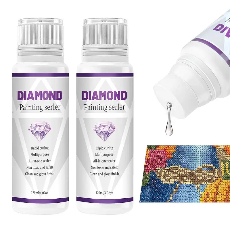 Diamond Painting Sealer 2 Pack 240ML 5D Diamond Painting Glue Sealer  Permanent Hold & Shine Effect Diamond Painting Accessories Glue for Diamond