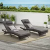 Outdoor Wicker Long Reclining Chair Set of 2 ,Chairs Recliner Up To 150° Beach Poolside Garden, Wicker Reclining Lounge Chair 1