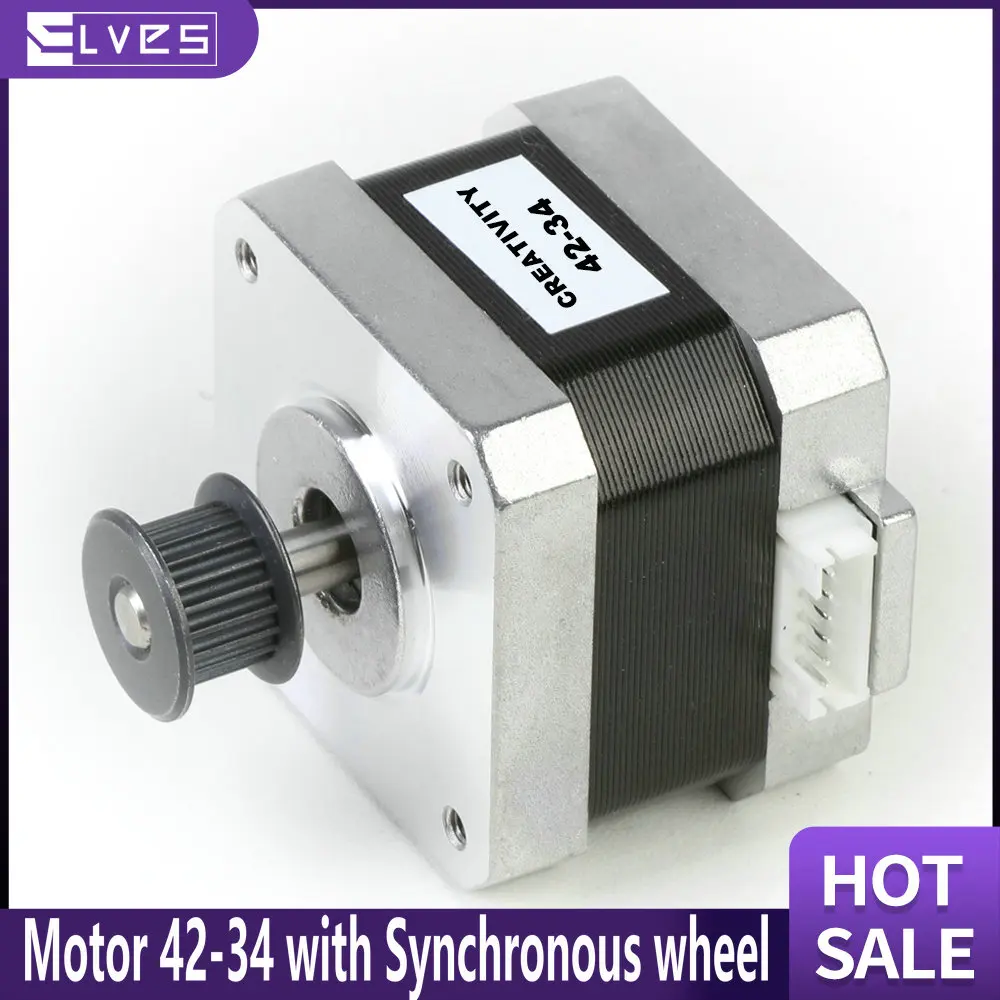 ELVES 3D Printer Stepper Motor 42-34 with Synchronous wheel for REPRAP Makerbot Ender 3,CR10 Series,Ender 3 V2 3D Printer