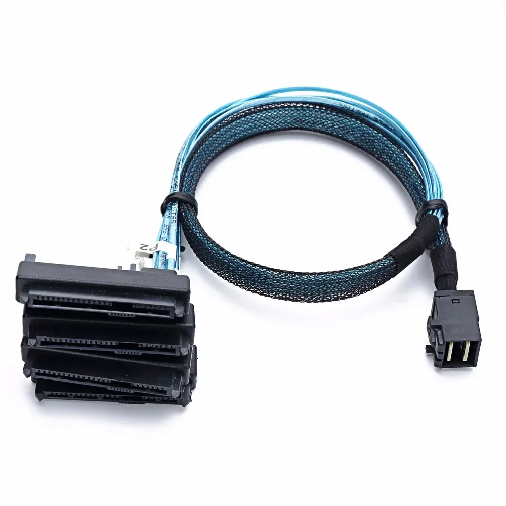 SAS SATA Cable SFF-8643 To 4 SFF-8482 Internal Mini SAS HD to 4 SFF-8482 connector with 15pin Power Port Hard Drive Splitter