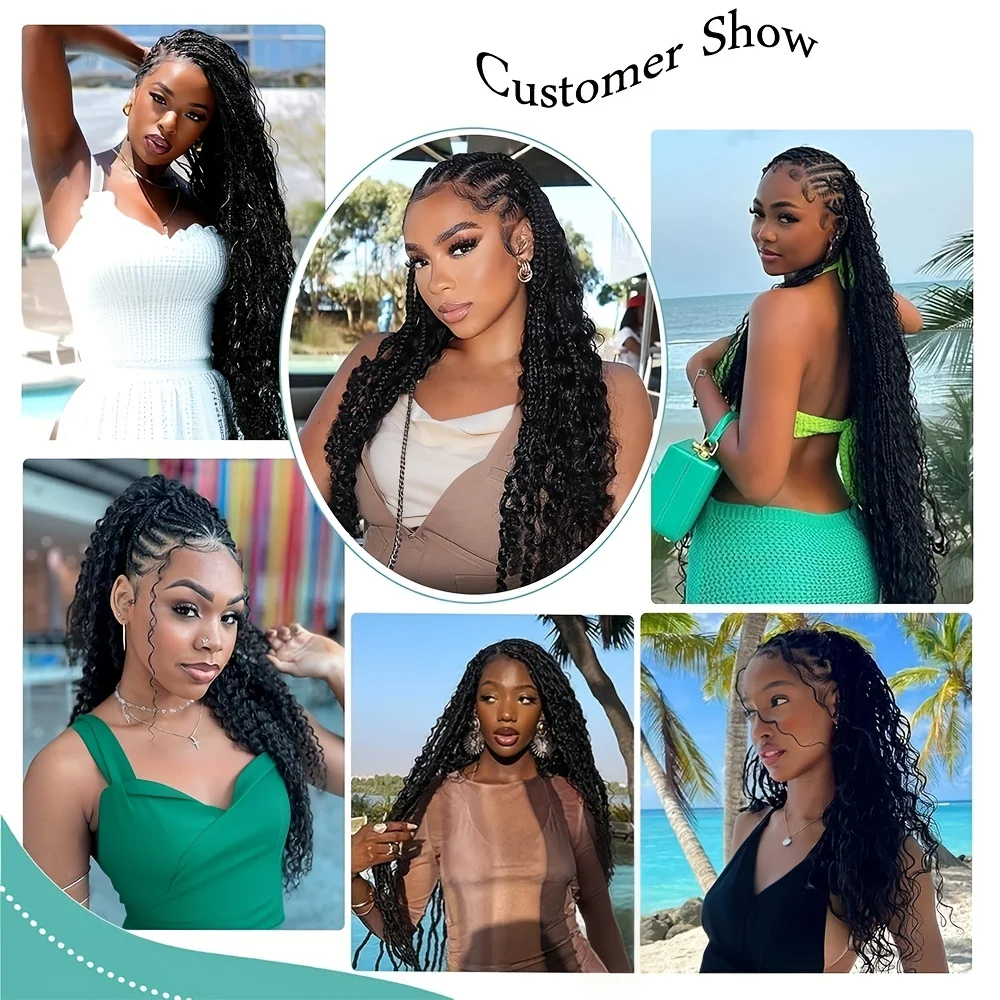 28 30 inch Deep Wave Boho Braids Bulk 55g/110g Human Hair Bulk Braiding Hair Extensions Brazilian Virgin Curly Hair for Braiding 6