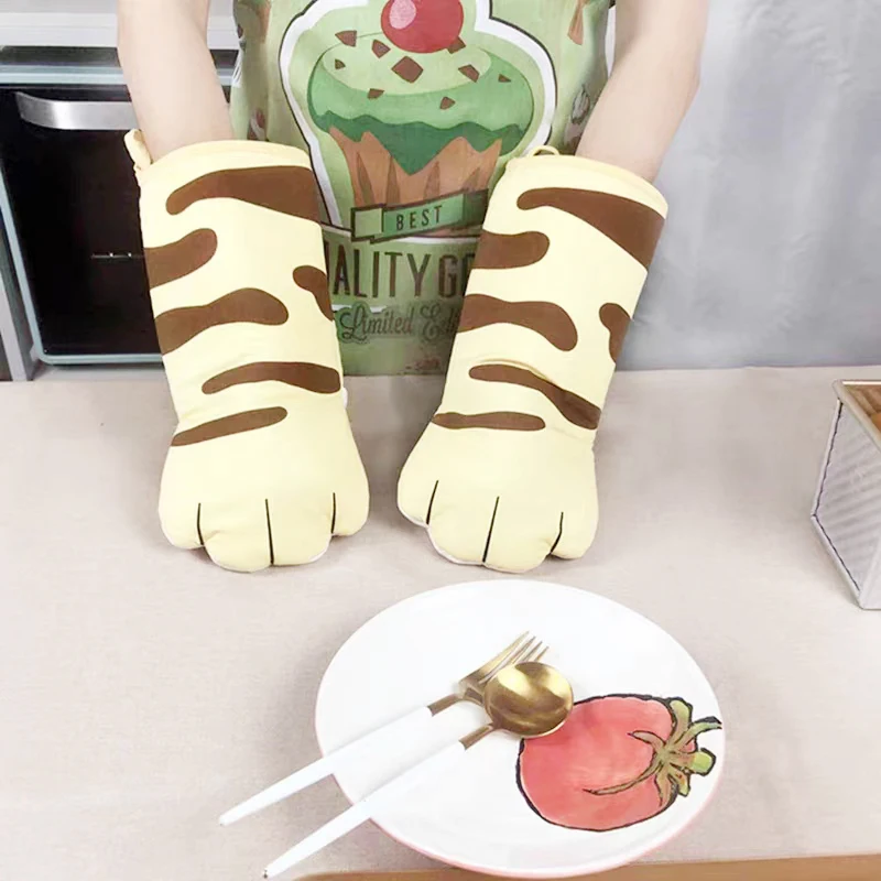 Kitchen Gloves Single Microwave Cotton Cat Paws Oven Insulation Baking Supplies