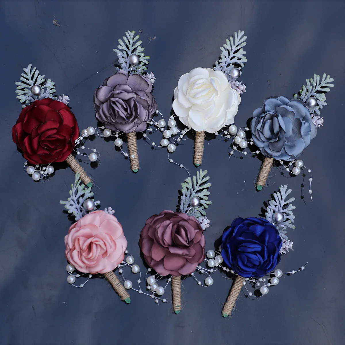 

Hot Sale Multicolor Bride Bridesmaids Wrist Flowers Groomsmen Fashion Leaf Corsage Brooches Wedding Party Guests Hand Decoration