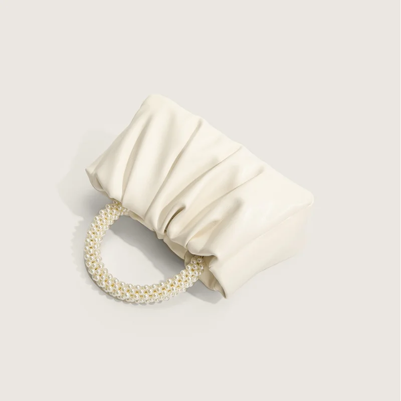 Handbag Shoulder Bag Solid Color Trend Elegant Design Pleated Beaded Crossbody Bag Cosmetics Purse Mini Storage Bags Phone Pouch