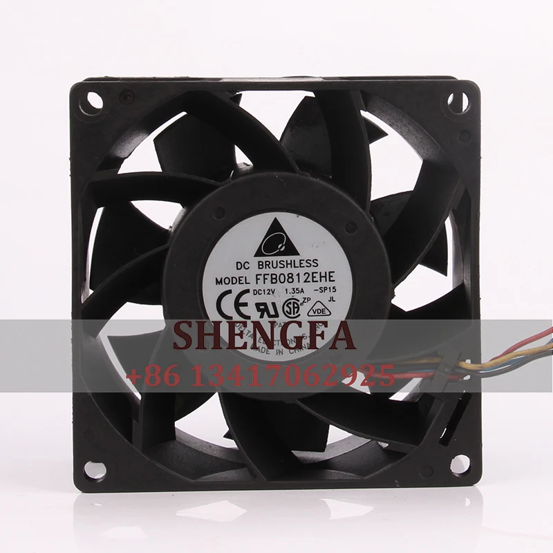 DELTA FFB0812EHE Case Cooling Fan DC12V 1.35A  80X80X38MM 8CM 8038 3-wire Double Ball Bearing Large Capacity original brand new delta ffb0812ehe 8038 12v 1 35a 8cm 3 wire violence double ball fan