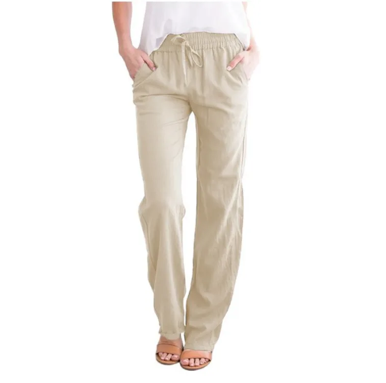 cropped leggings Spring/summer 2022 New plain color slacks with loose straps for casual fashion and wide legs white capri pants
