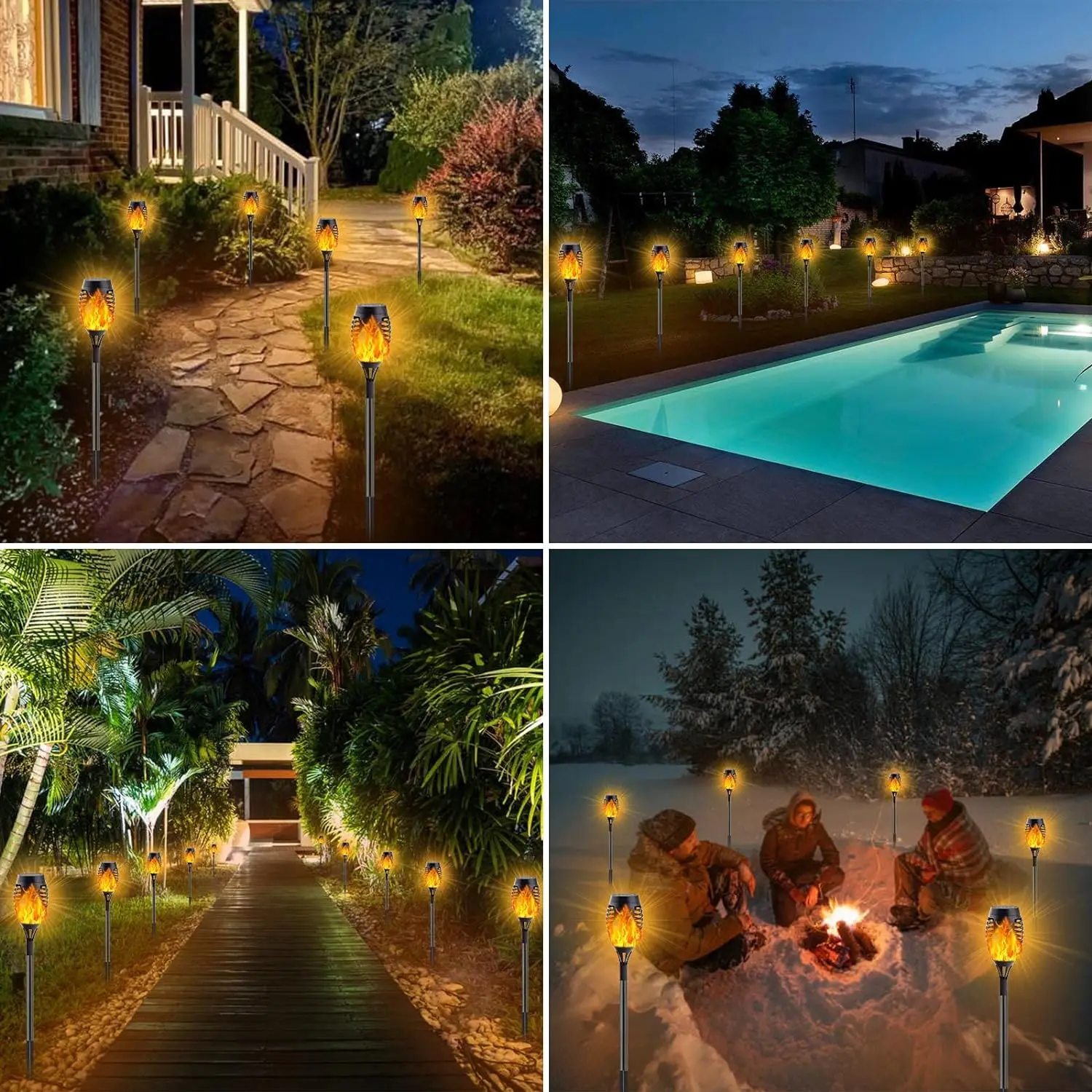 12Pcs Solar Flame Torch Lights Optional Flickering Light Waterproof Garden Decoration Outdoor Lawn Path Yard Lamps solar decoration light solar lights solar torch lights garden light
