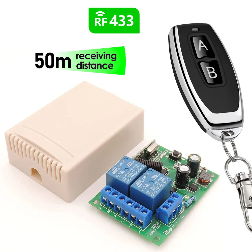 433MHzRFUniversalRemoteControlGateDoorModuleAC220V2CHRelayReceiverand2ButtonTransmitterforLampGarageControl-AliExpress44