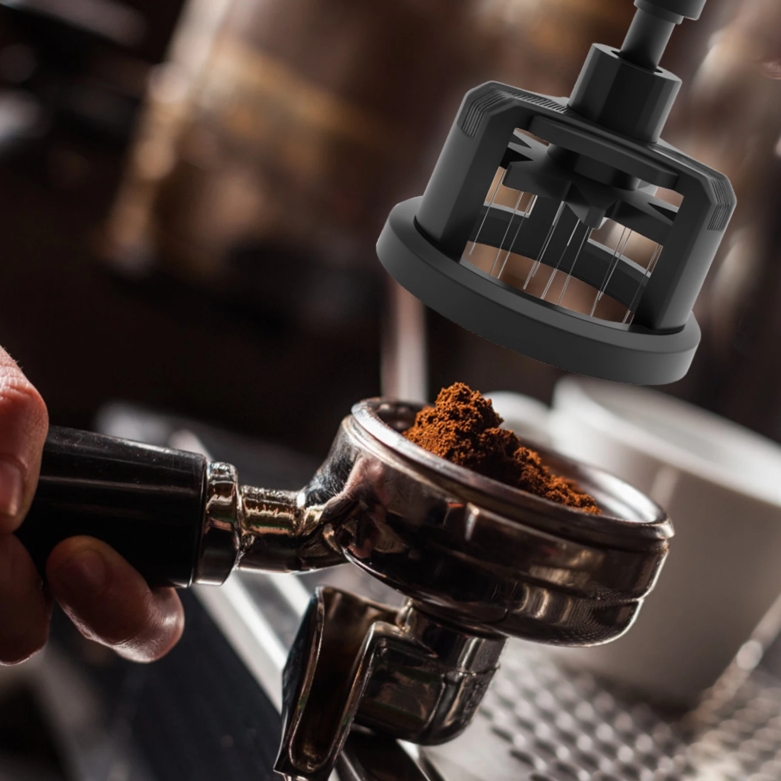 Espresso Distribution Tool Efficient Coffee Powder Needle Height Adjustable Coffee Needle Stirrer Geared Spinning WDT Tool