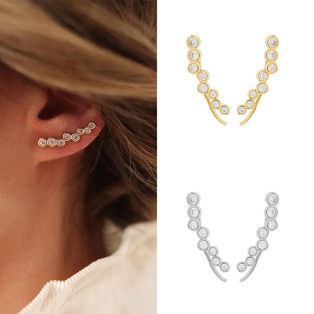 86133-20fdcd.jpg KYOUNUO or argent rempli oreille grimpeur boucles d'oreilles pour femmes Zircon Piercing femmes oreille chenille boucles d'oreilles bijoux en gros
