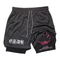 Anime Gym Shorts 2 In 1 Double Layer Men Workout Sports Jogging Sportwear Training Sport Shorts Male Summer Performance Shorts 1