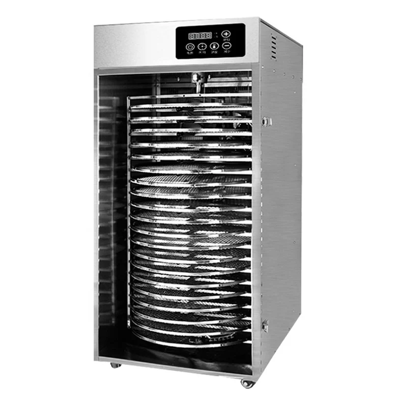Commercial Fruit And Vegetable Stainless Steel Dehydrator Machine With Rotary 20 Trays