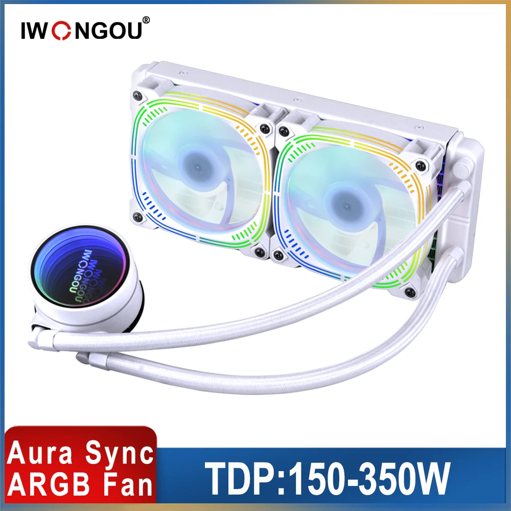 Water Cooler 240mm Branco Rgb Fan Cpu Water Cooling Heatsink For Intel