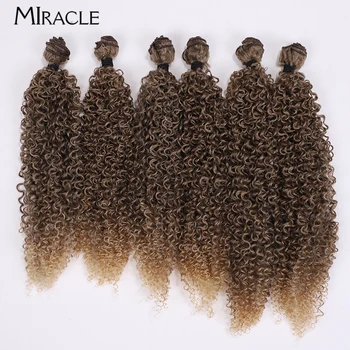 MIRACLE fasci di capelli sintetici 6 pz/set 22 ''24'' 26 ''estensioni dei capelli ricci donne capelli castani tessitura parrucchino morbido naturale 1