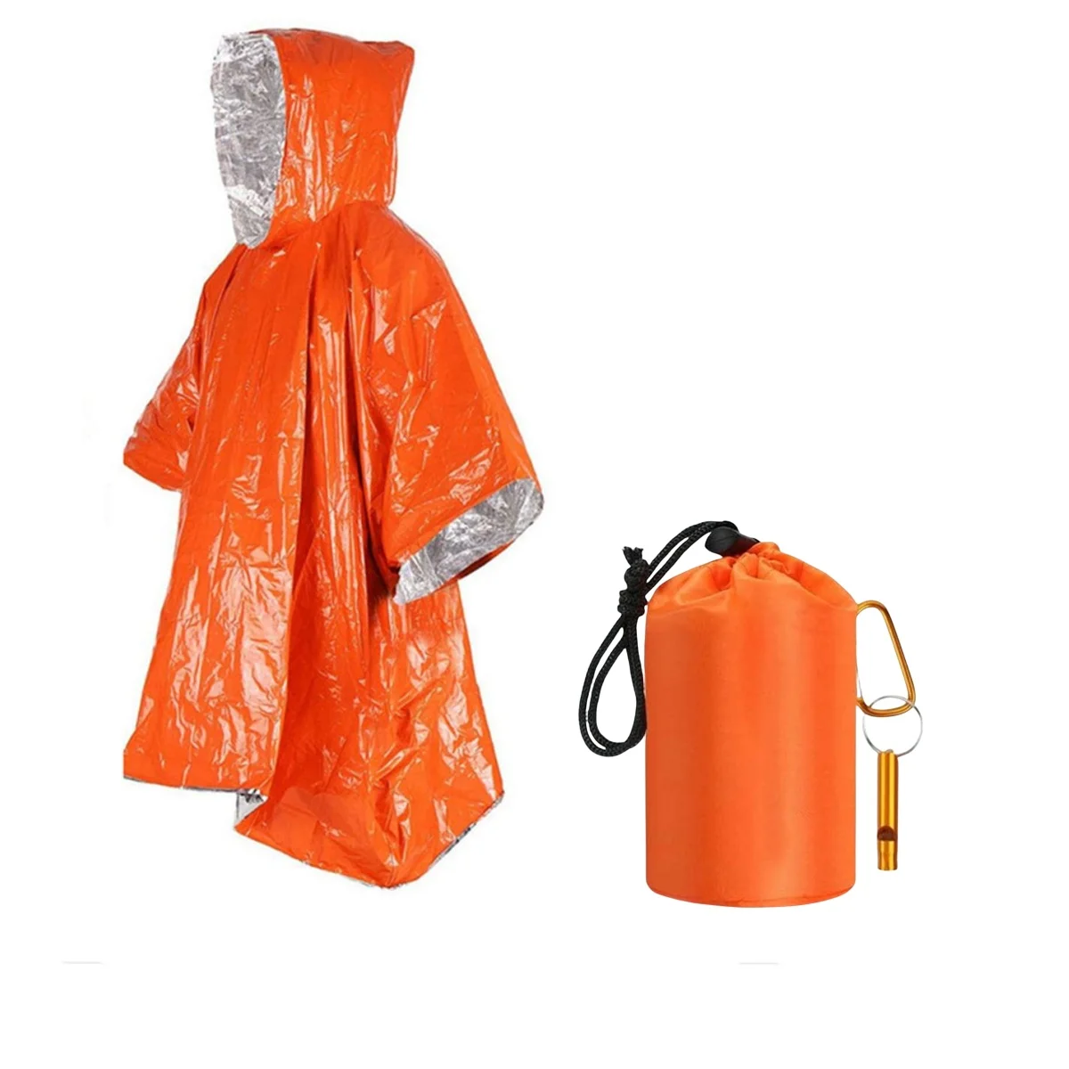 Waterproof Hooded Rain Poncho Raincoat for Outdoor Hiking Bike Cycling Rainwear Thickened Reflective Raincoat Orange