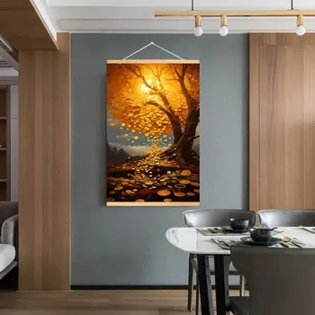 Modern Golden Fortune Money Trees Prints Canvas Paintings Wall Art Simple Landscape Poster Living Room Home Office Decor Picture 1