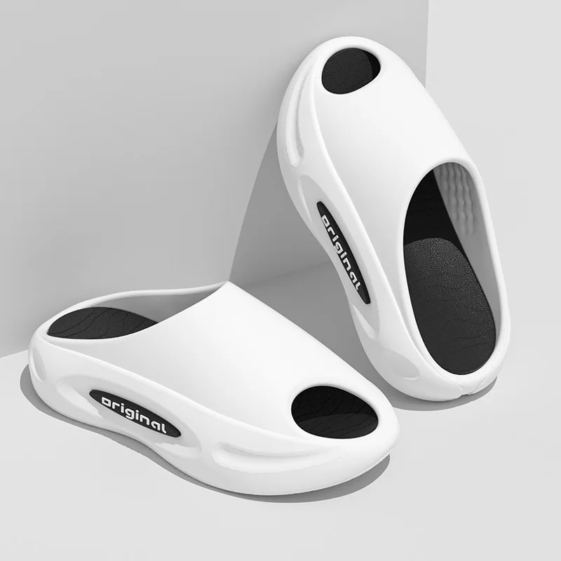 Fashion letter shoes thick sole simple slippers for men summer women's sandals foot massage home outdoor beach shoes for men