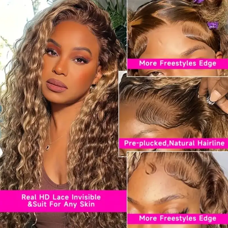427 Bob Glueless Curly Wigs Short Bob Human Hair Wigs 5X5 Hd Lace Brazilian Water Wave Highlight Ombre Human Hair Wigs For Women