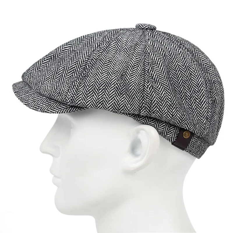 Plaid Beret casual hat beret hat woolen beret wool caps Men's Casual Hat Three Beret