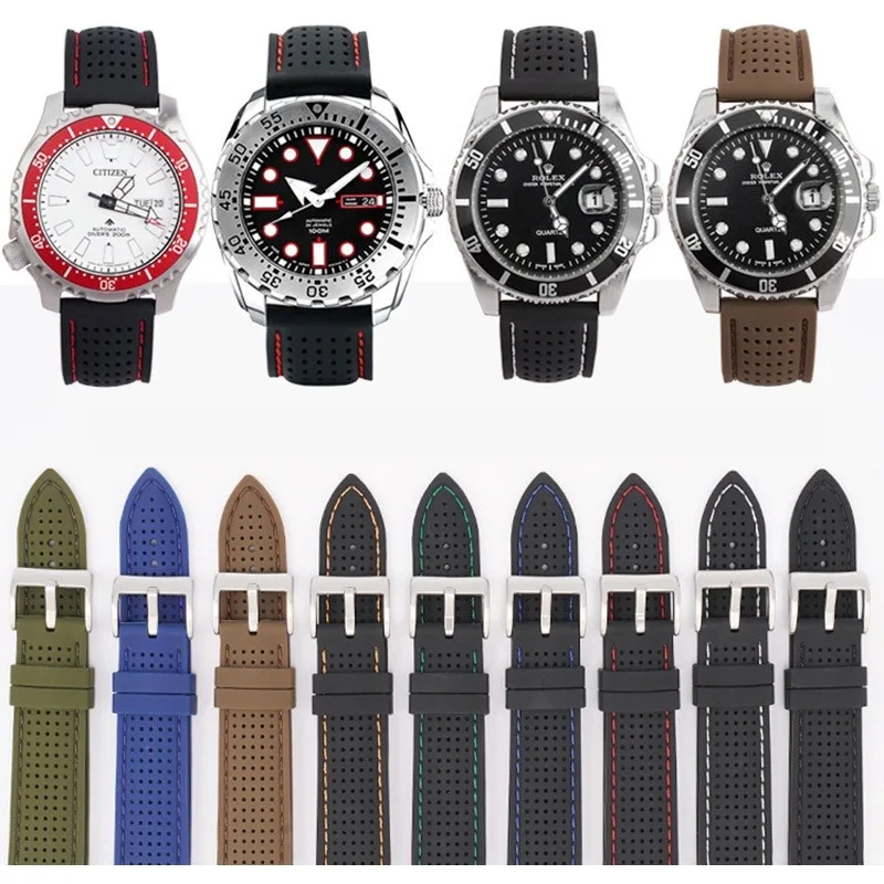 Sporty Waterproof Silicone Watch Strap - Breathable Quick Release Wristband
