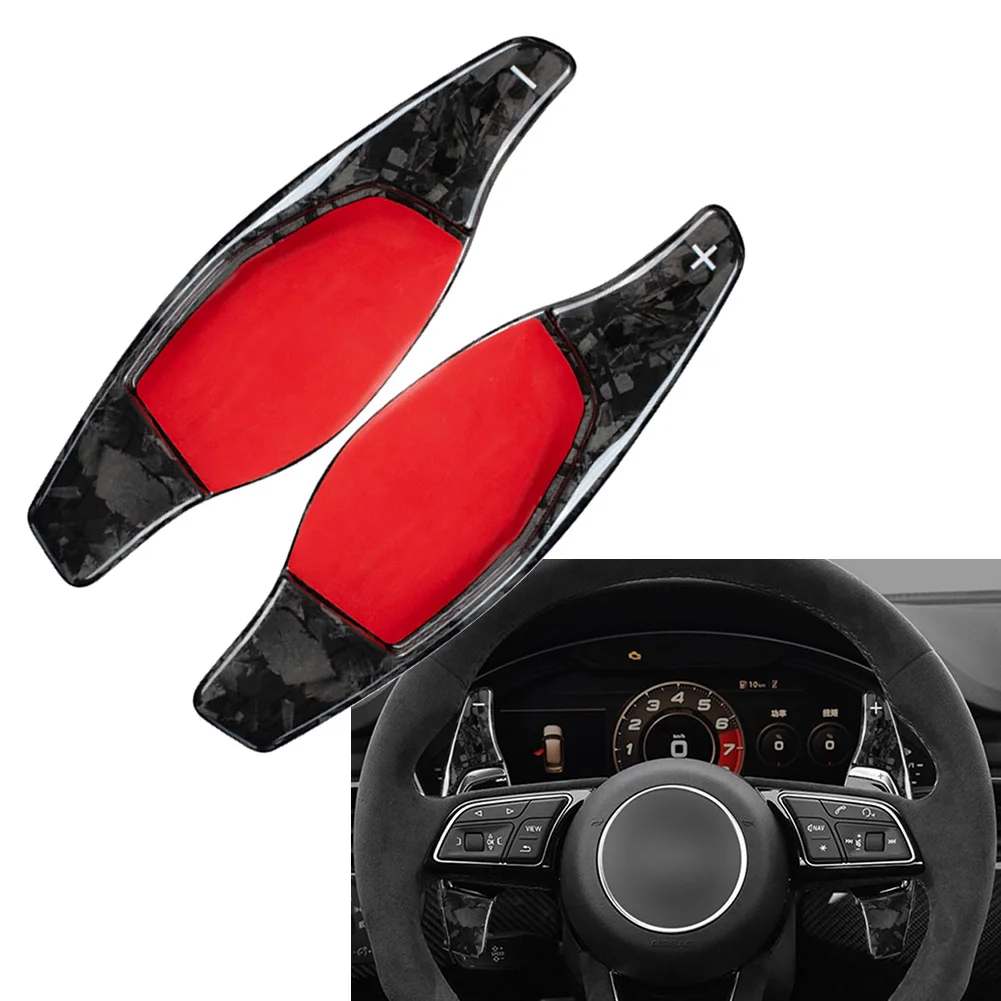 

1Pair Forged Carbon Fiber Car Steering Wheel Paddle Shifter Extension For Audi R8 RS3 RS4 RS5 TT RS Q3 Q8