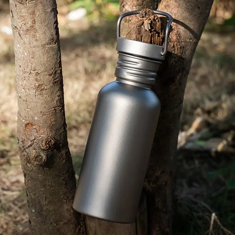 500ml 600ml 750ml 티타늄 물병 재사용 가능 야외 캠핑 용품 관광 스포츠 사이클링 하이킹 캠핑 물병