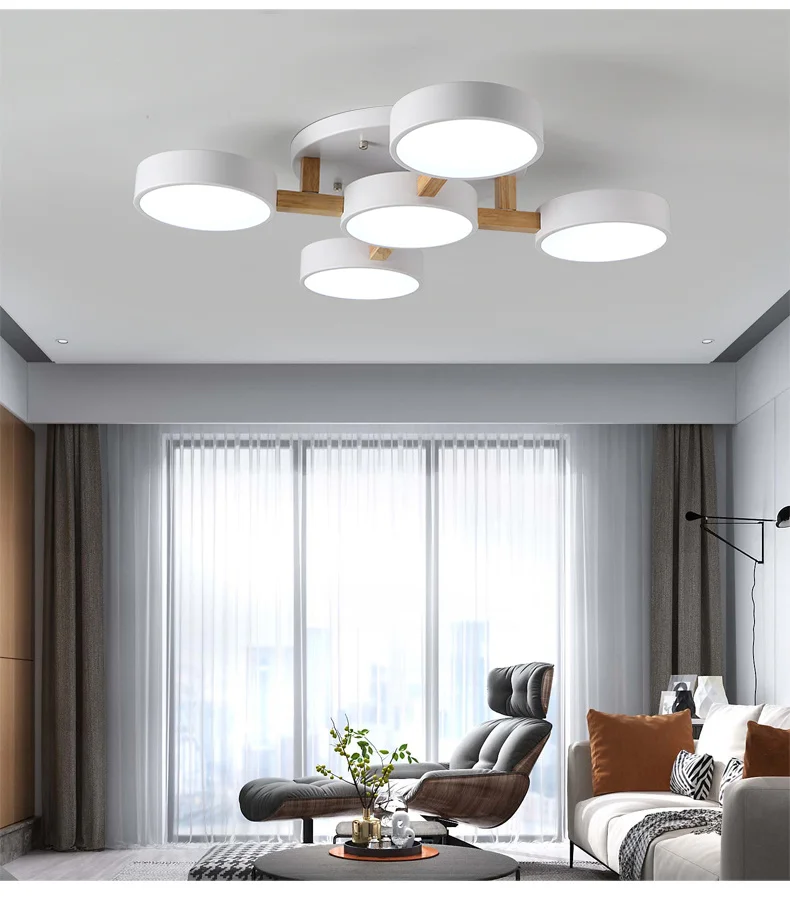 estilo nórdico personalizado macaron ins lustre quarto decoração da lâmpada do teto moderno minimalista de madeira arte sala estar conduziu lâmpada
