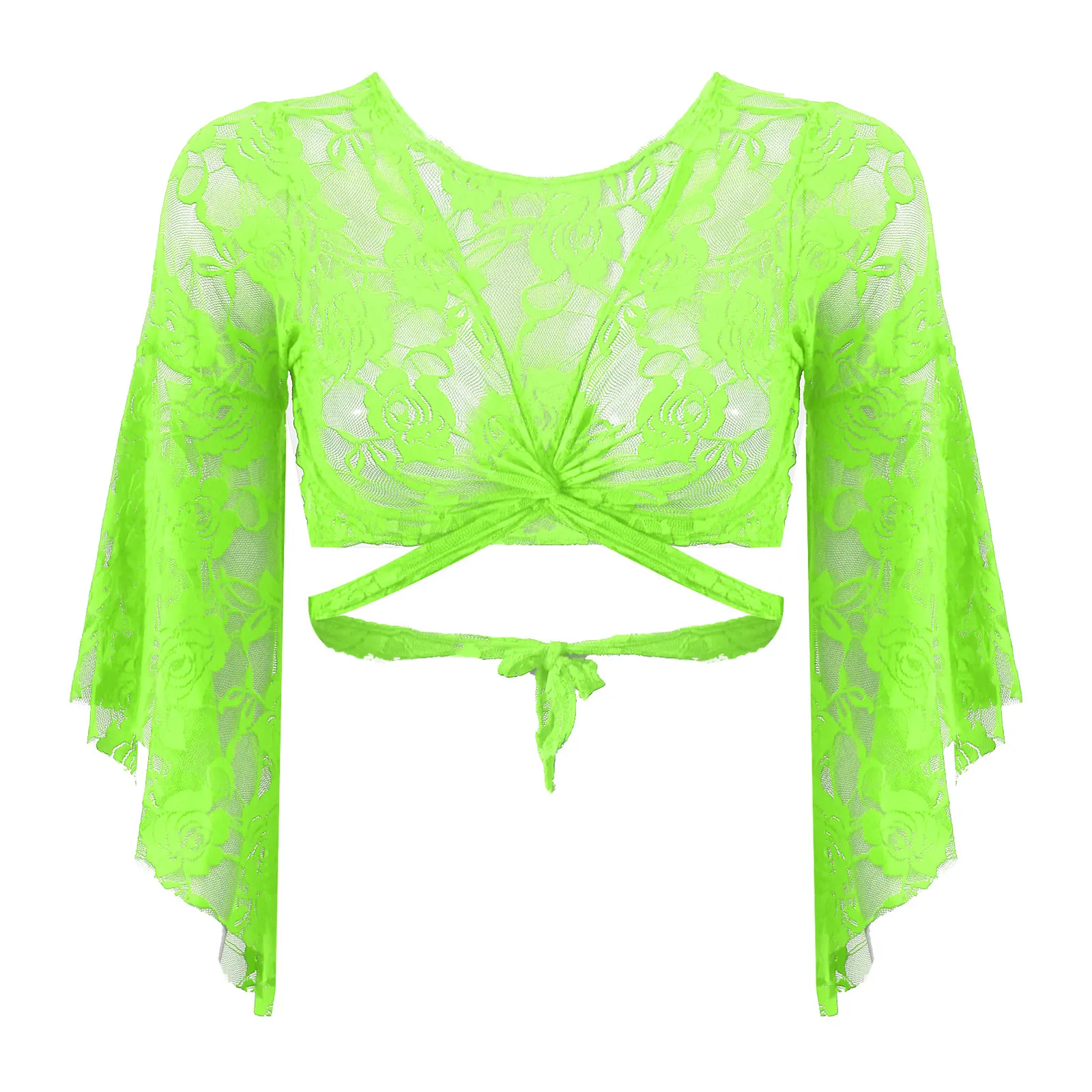 Womens Sheer Lace Shrugs Belly Dancewear  븮  ž 3/4 ÷  ̽  ī  ũ ž