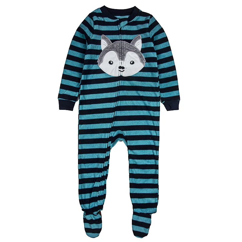 Children's fleece boys and girls jumpsuits with feet jumpsuits rompers warm pajamas spring autumn and winter onesie pajamas