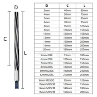 Spiral 1:50 Conical Reamer HSS Hand Reamer CNC Tools D3mm/4/5/6/8/9/10/12/14/16/18/20mm Extended 100/150/200/255L M35 Cobalt 2