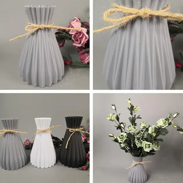 Fehér Rattan-Szerű Műanyag Váza Rattan Virág Nélkül Nélküli Dekorációs Divatvirágok - Image 6