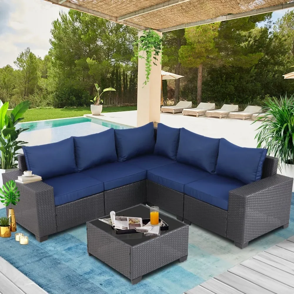 

Garden Furniture Patio Set, Conversation Sets Sectional Couch Wicker Rattan Balcony Furniture for Lawn, Garden Furniture Set