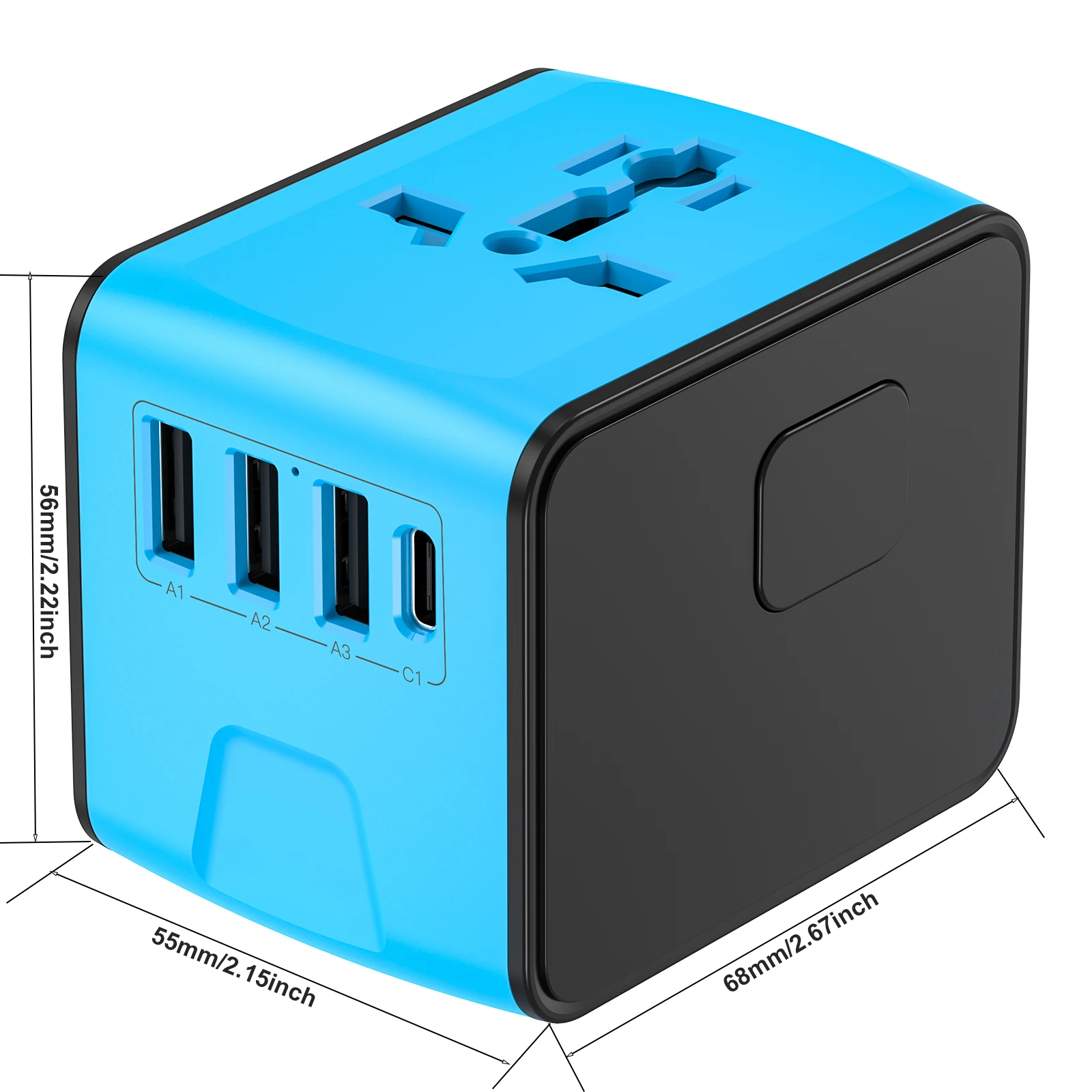 Global Multi-Device Fast Charging Travel Adapter with 4 USB Ports