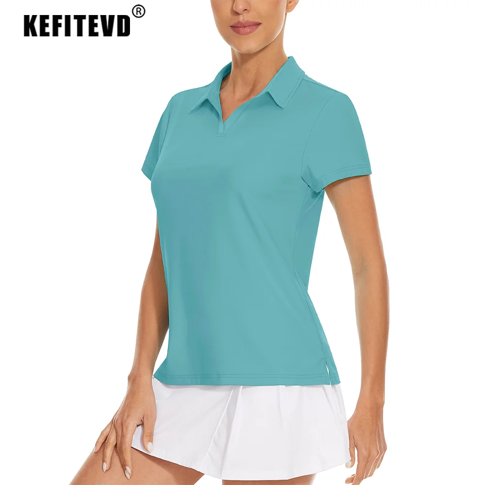 KEFITEVD Summer UV Protection T-Shirt Women's UPF 50+ V Neck Polo Shirts Short Sleeve Quick Dry Lightweight Sport Golf Shirts 2