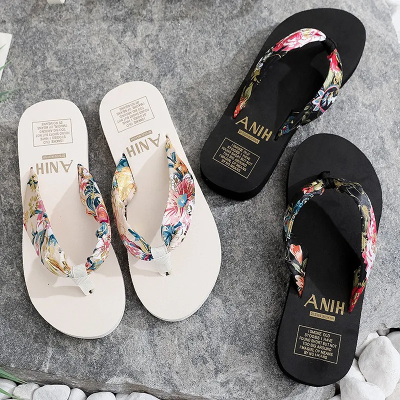 

Women's Summer Fashion EVA Slipper Bohemian Satin Ribbon Female Flip Flop 2022 Bronzing Beach Simple Leisure Women Shoes